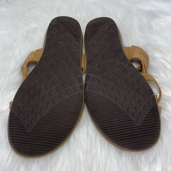 Teva Encanta Like New Tan Leather  Strappy Thong Slide Sandals Sz 10 - Picture 7 of 7